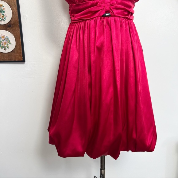 Vintage 90s Candies Red Satin Bubble Hem Party Dress - Picture 3 of 8